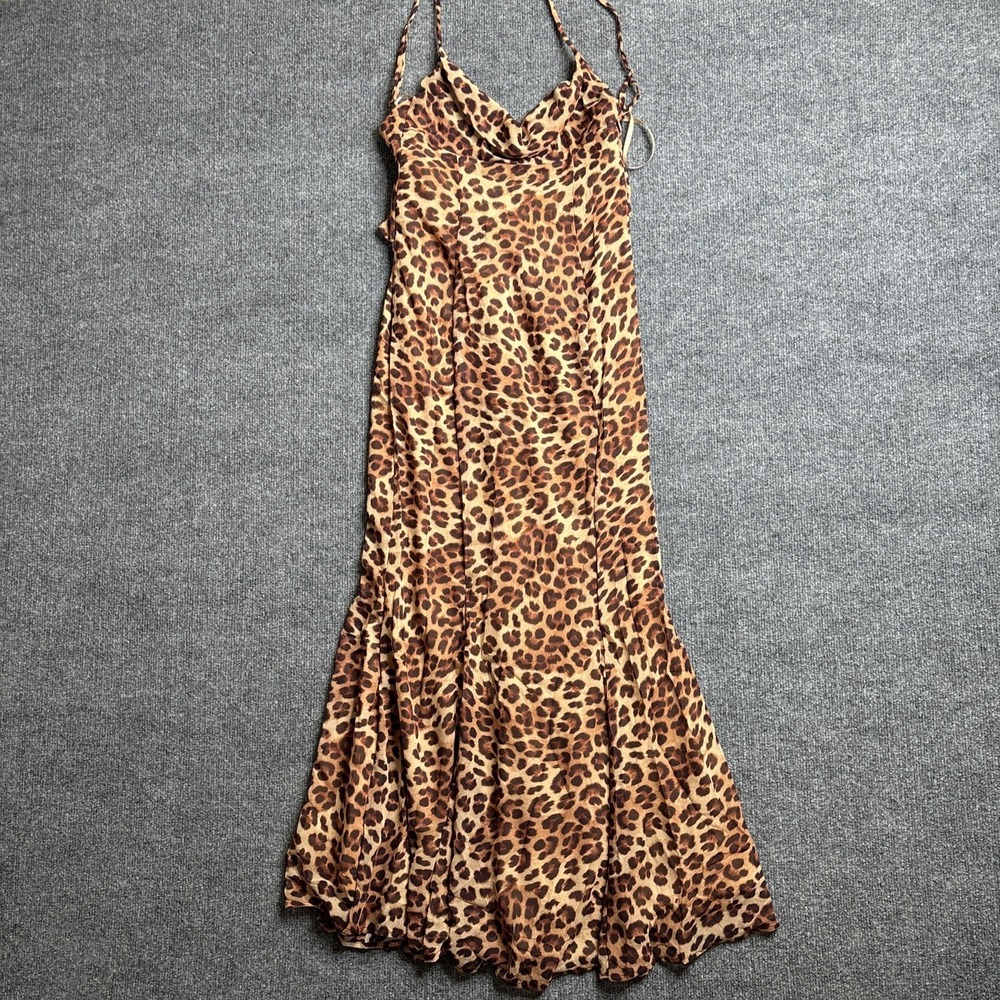 Runaway The‎ Label Animal Print Leopard Midi Dress Women's XS Cross Strap Flowy